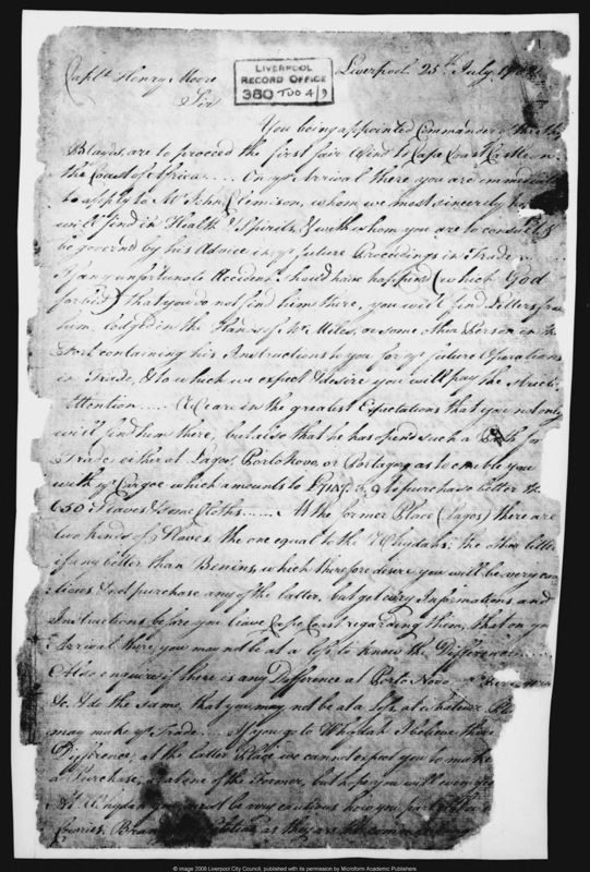 View document: Papers from the ship Blayds.