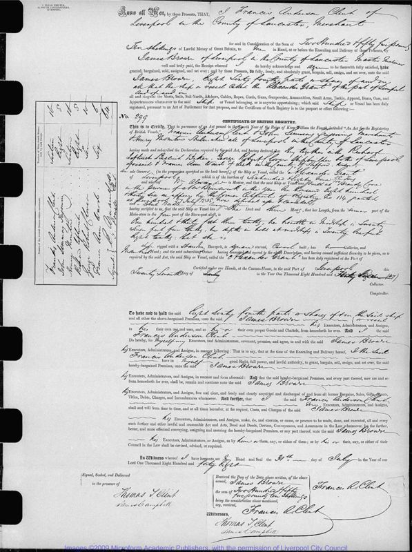 View document: Papers and accounts of the <i>Alexander Grant</i>.