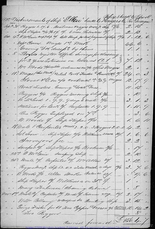 View document: Papers and accounts of the <i>Ellen</i>.