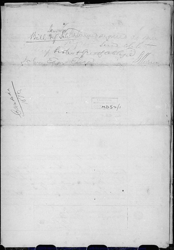 View document: Bills of sale of the ship <i>Candida</i>.