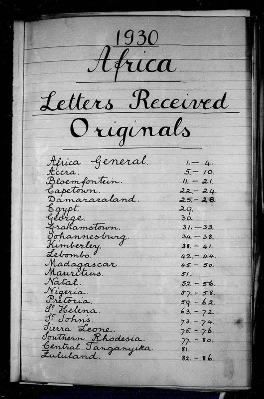 View document: Original letters received, 1930.