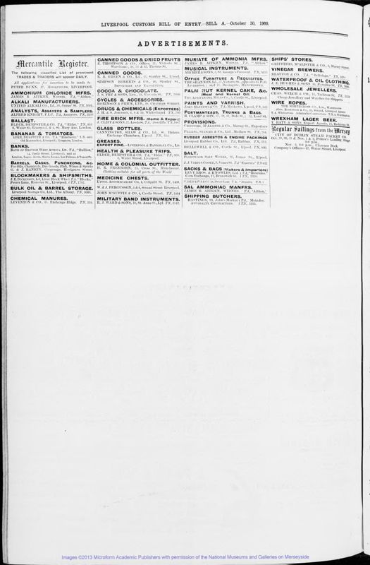 View document: Bills of Entry for the year 1900.