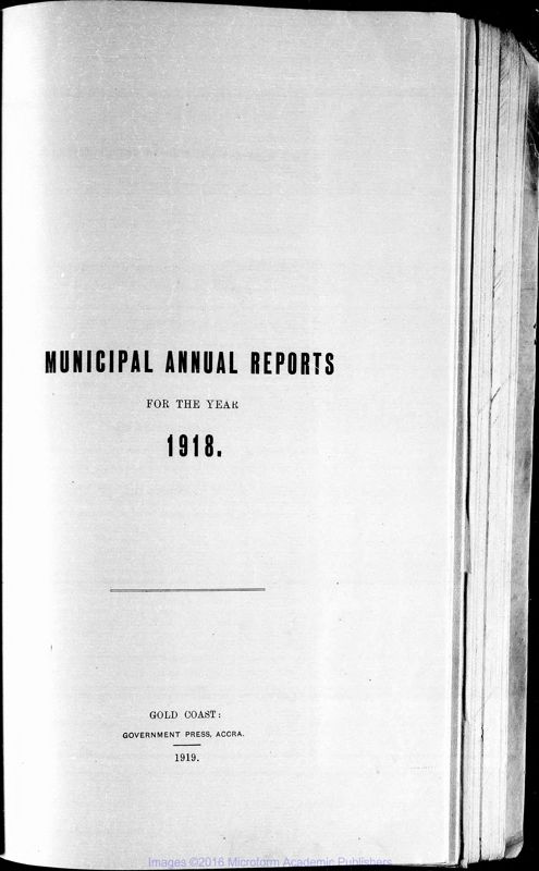 View document: Municipal Annual Reports, 1918-1931.