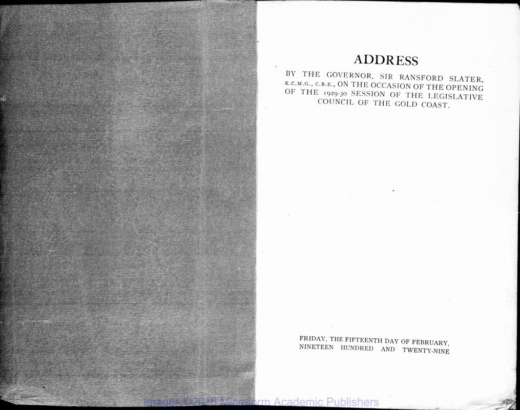 View document: Governor's Addresses, 1929-1941.