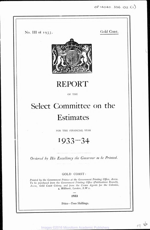 View document: Select Committee on Estimates, 1933-1951.