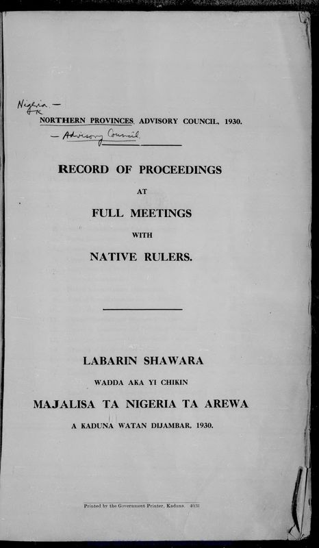 View document: Conference of Residents, North, 1930-1941.