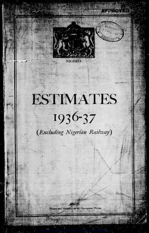 View document: Estimates for Nigeria, 1936-1941.