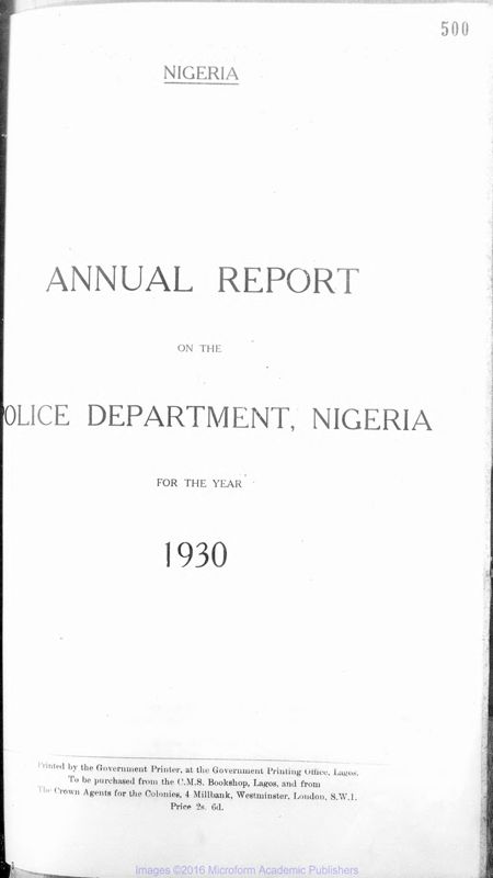 View document: Police, Nigeria, 1930-1960.