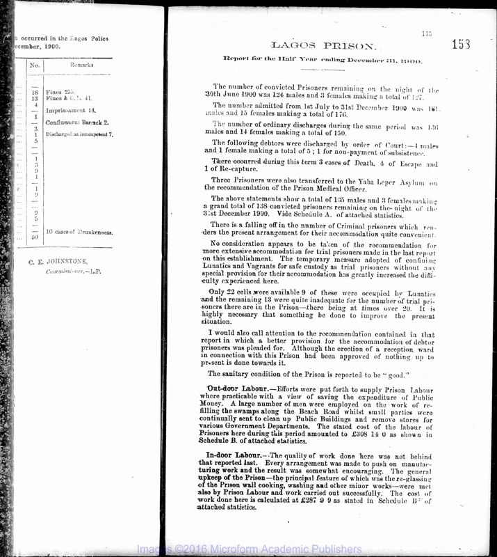 View document: Prisons, Lagos and South Nigeria, 1900-1913.