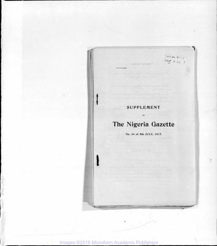 View document: Nigeria Supplements, 1917 July-Dec.