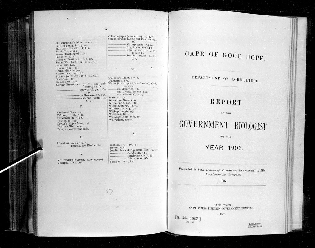 View document: Report of The Government Biologist For The Year 1906.