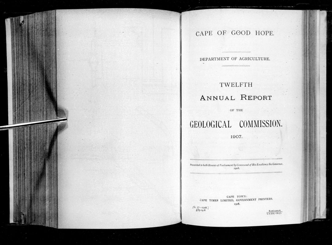 View document: Twelfth Annual Report of The Geological Commission, 1907.