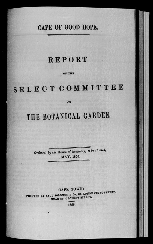 View document: Report of The Select Committee On The Botanical Garden, 1856.