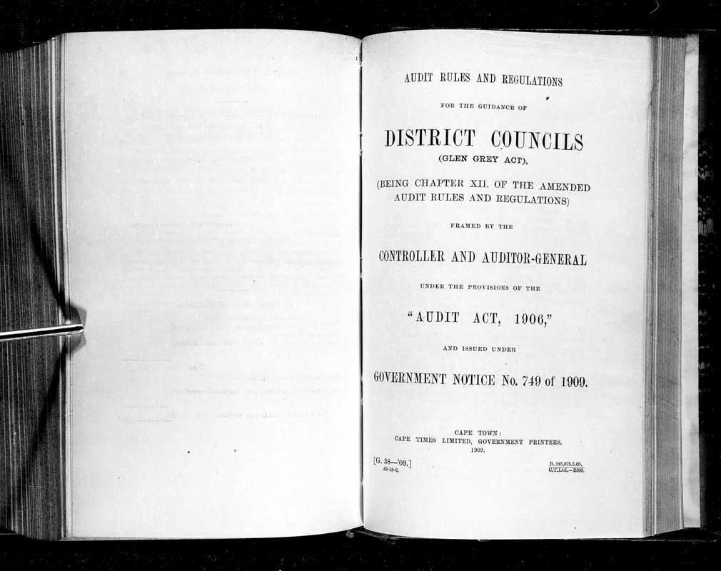 View document: Audit Rules and Regulations For The Guidance of District Councils (Glen Grey Act).