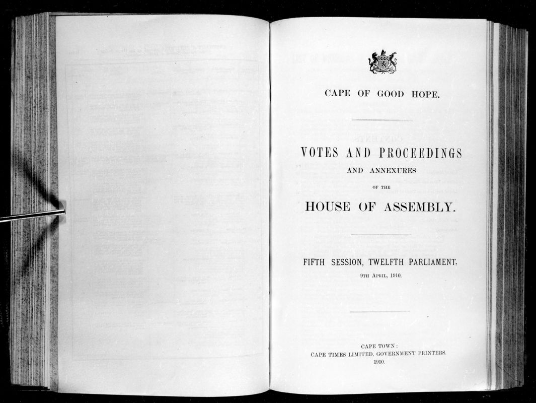 View document: Votes and Proceedings of The House of Assembly, 9th April 1910.