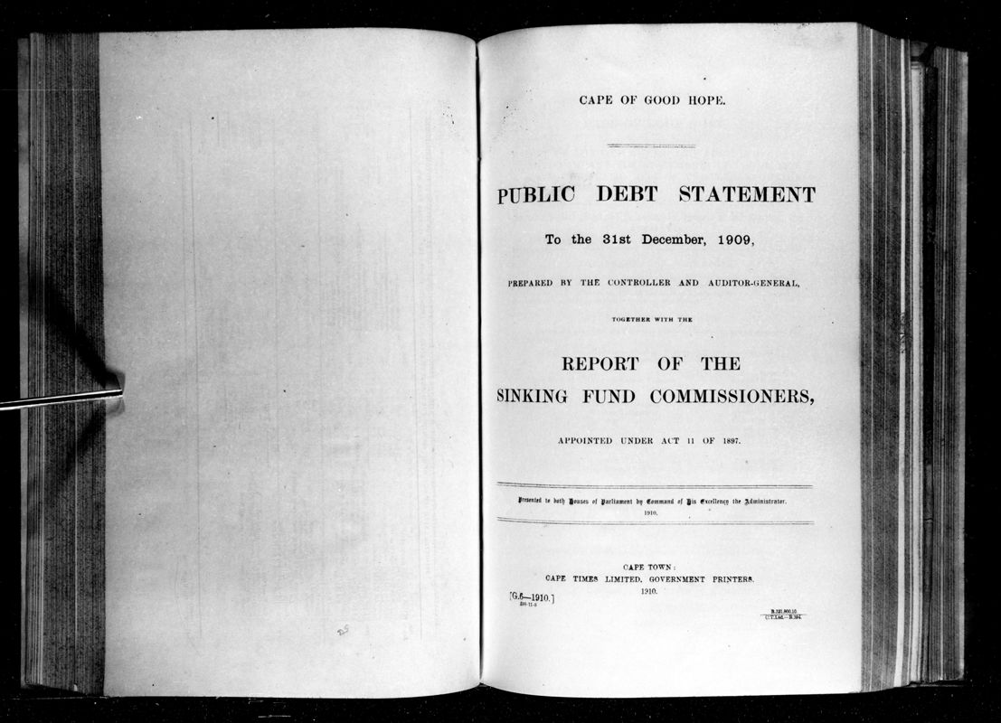 View document: Public Debt Statement and Report of The Sinking Fund Commissioners, 1909.