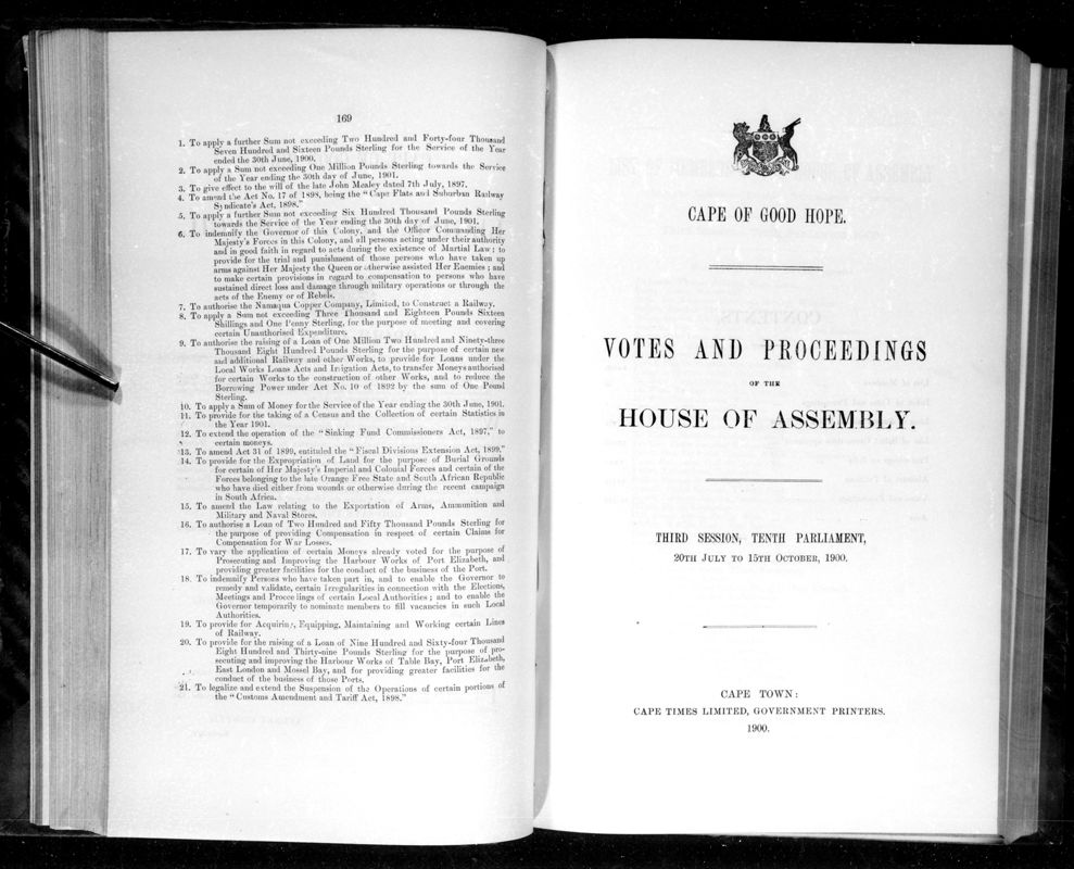 View document: Votes and Proceedings of The House of Assembly, 20th July to 15th October 1900.