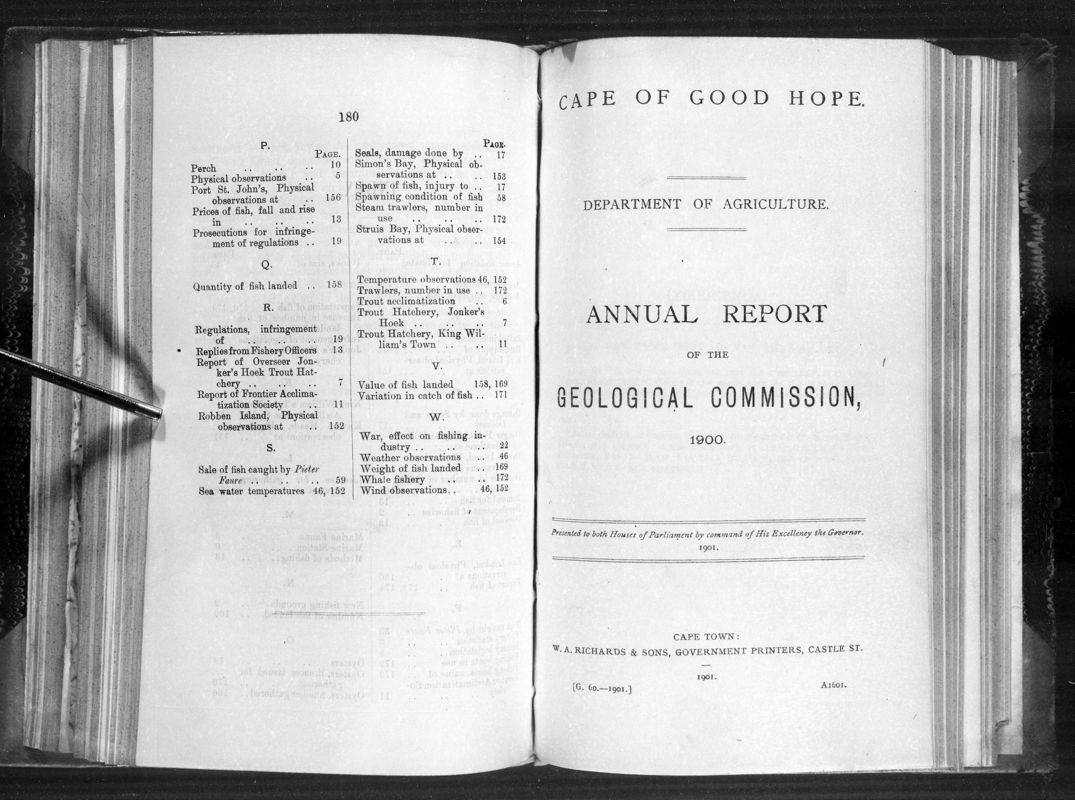 View document: Annual Report of The Geological Commission, 1900.