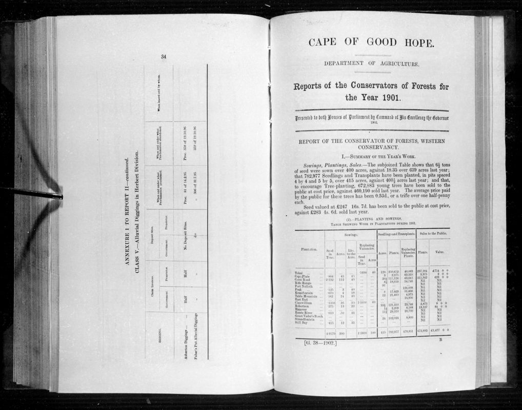 View document: Reports of The Conservators of Forests For The Year 1901.