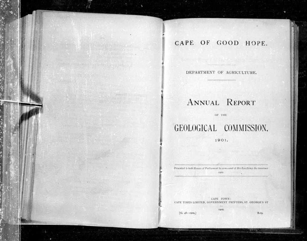 View document: Annual Report of The Geological Commission, 1901.