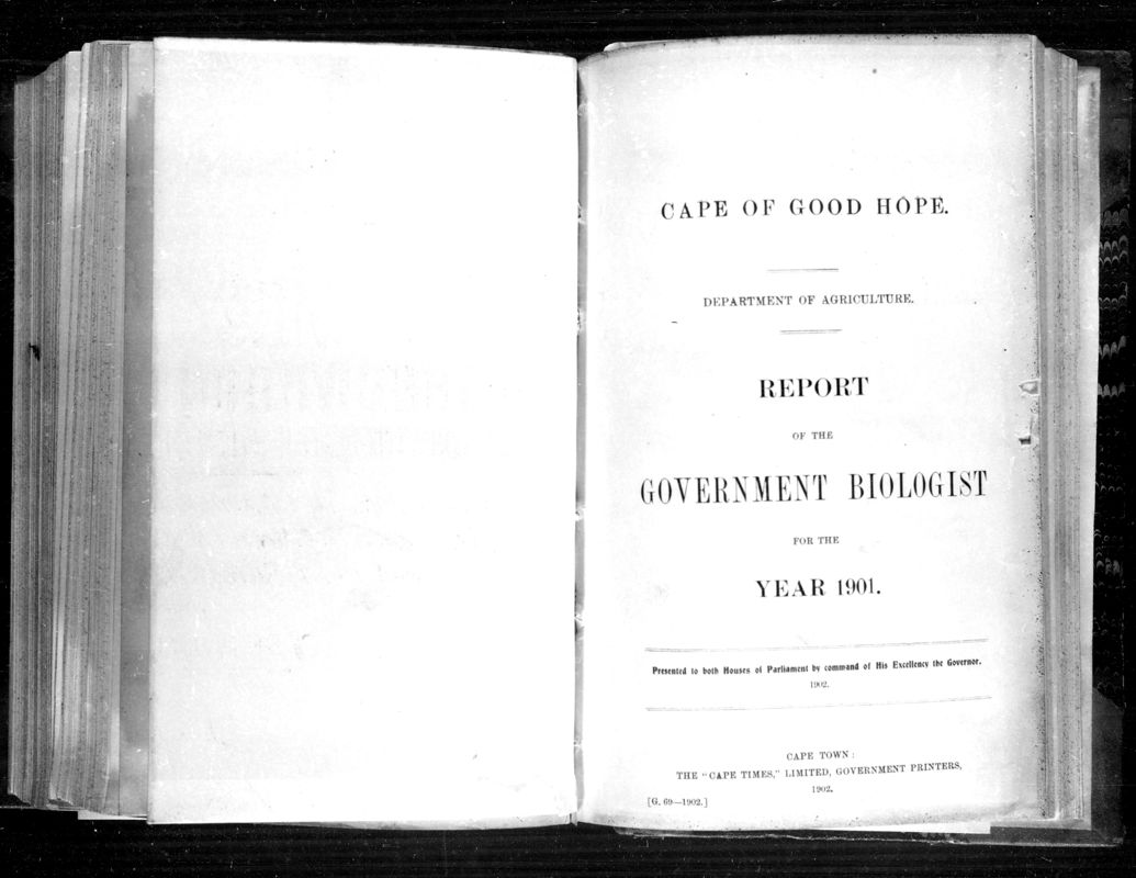 View document: Report of The Government Biologist For The Year 1901.