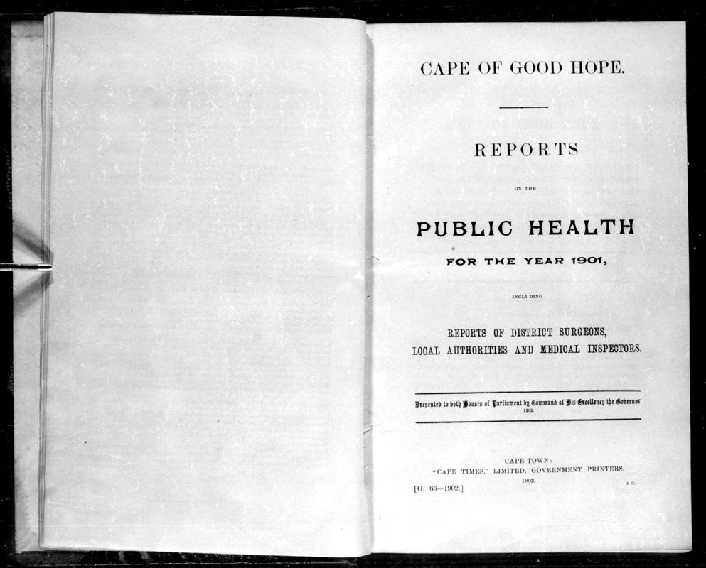 View document: Reports on The Public Health For The Year 1901.