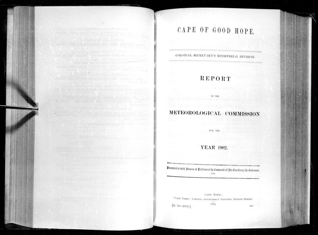 View document: Report of The Meteorological Commission For The Year 1902.