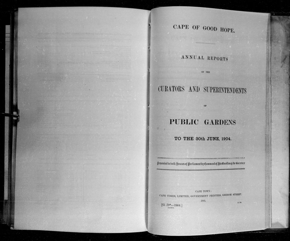 View document: Annual Reports of The Curators and Superintendents of Public Gardens to The 30th June 1904.