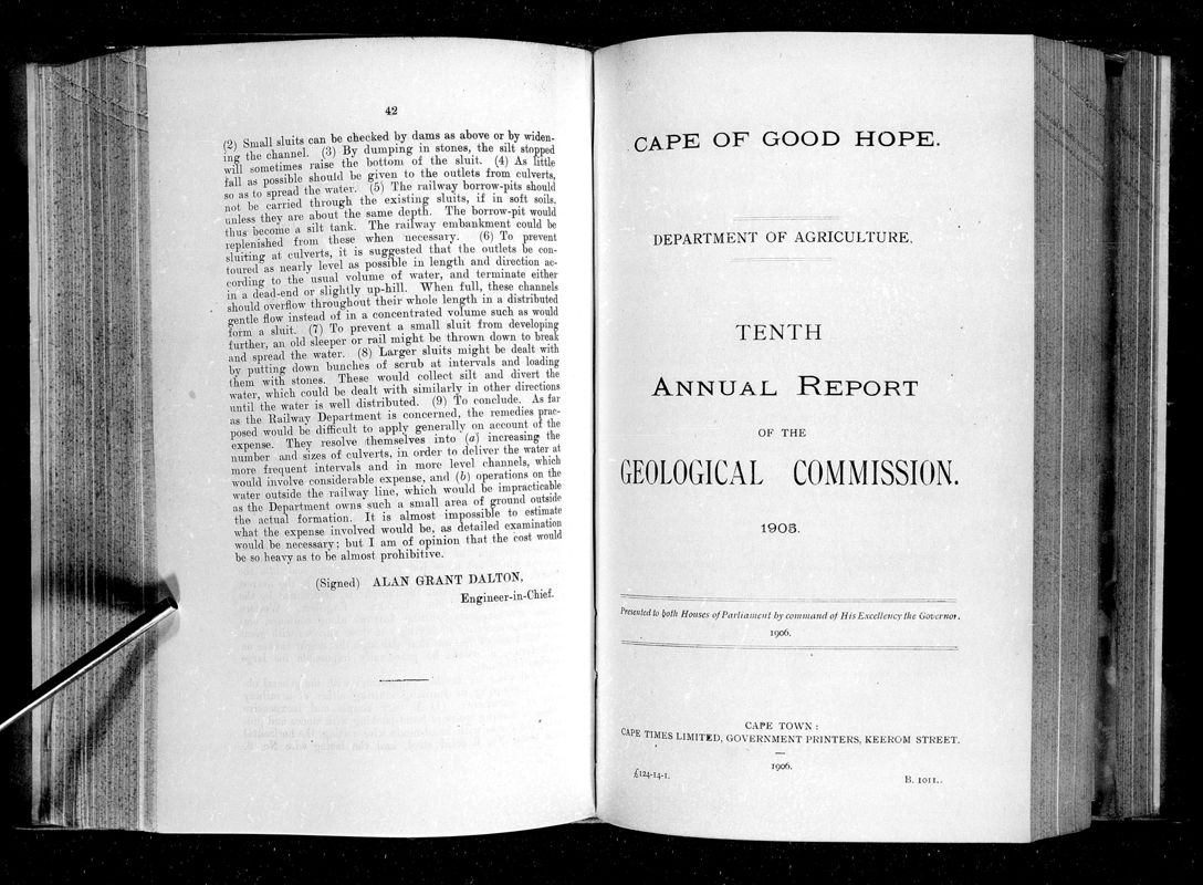 View document: Tenth Annual Report of The Geological Commission, 1905.